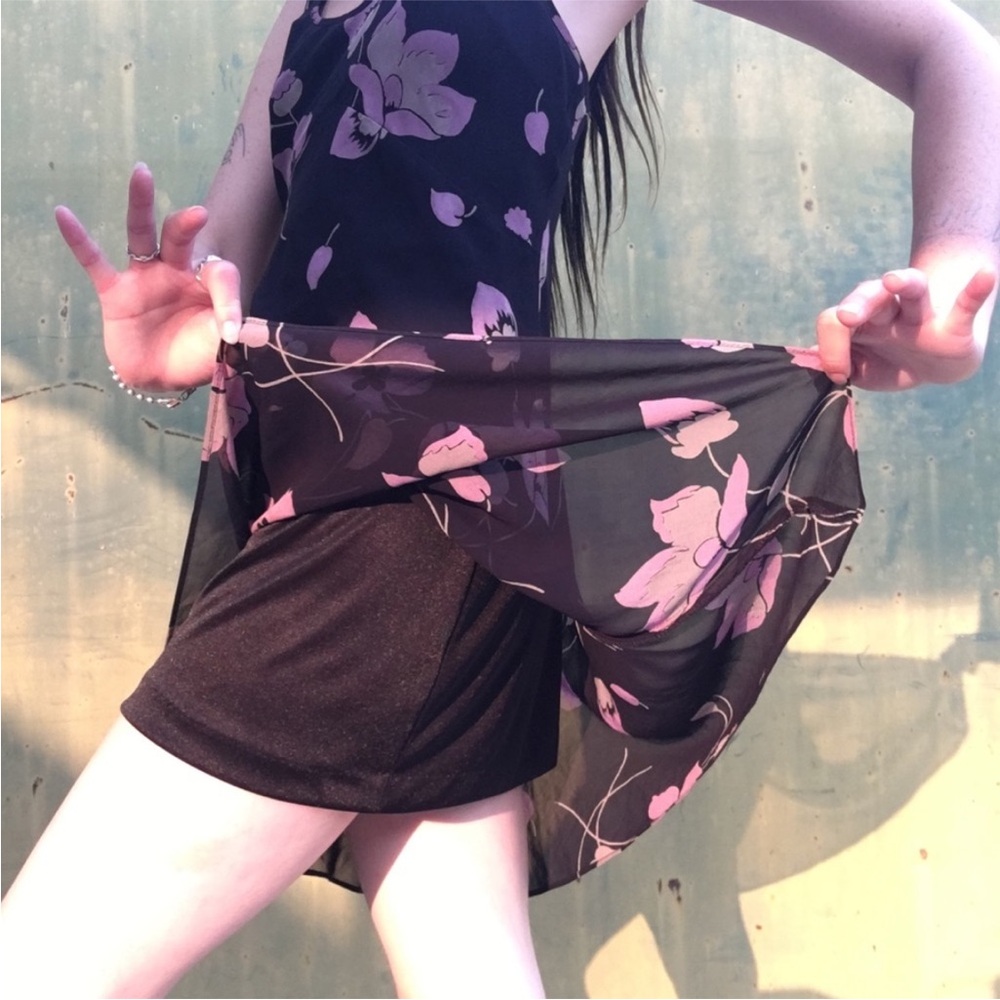 Vintage Boho Chic Y2K Betsey Johnson Black Sheer Floral WhimsiGoth Tank Dress! - Picture 5 of 6